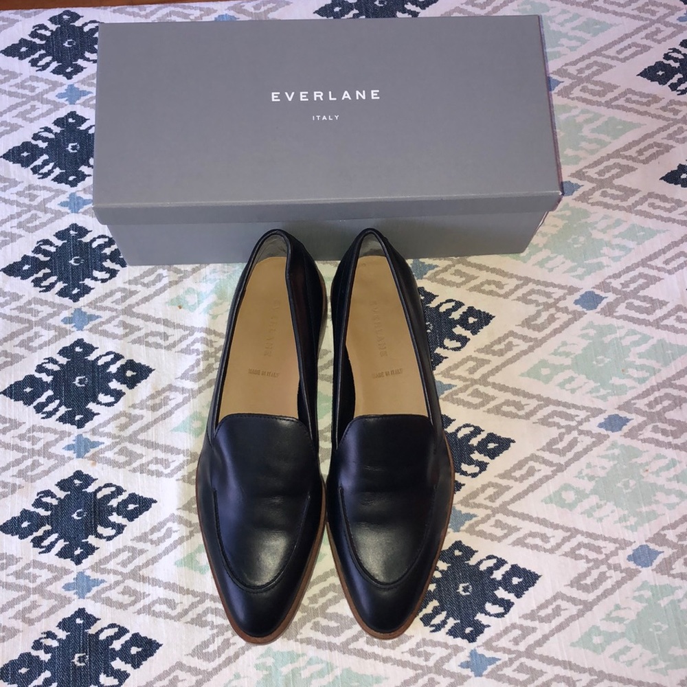 Everlane Black Italian Leather Loafers Size 10 NWB